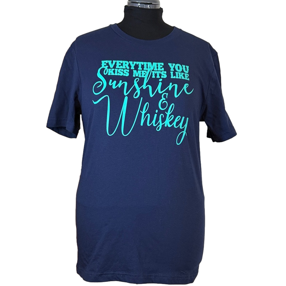 Canvas Navy Blue Teal Graphic Print T Shirt SKU1469
